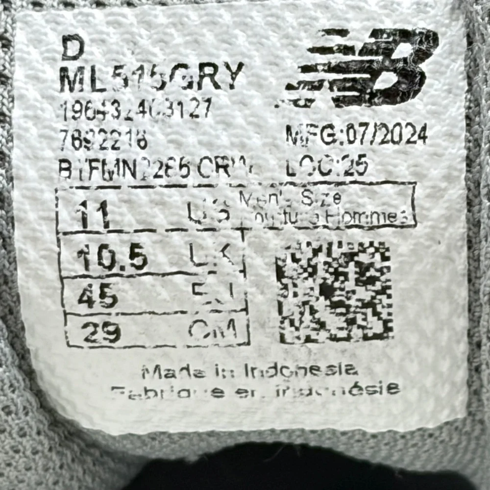 New Balance 515 V3‎ Mens 11 Grey/White Suede Retro Classic Sneakers ML515GRY